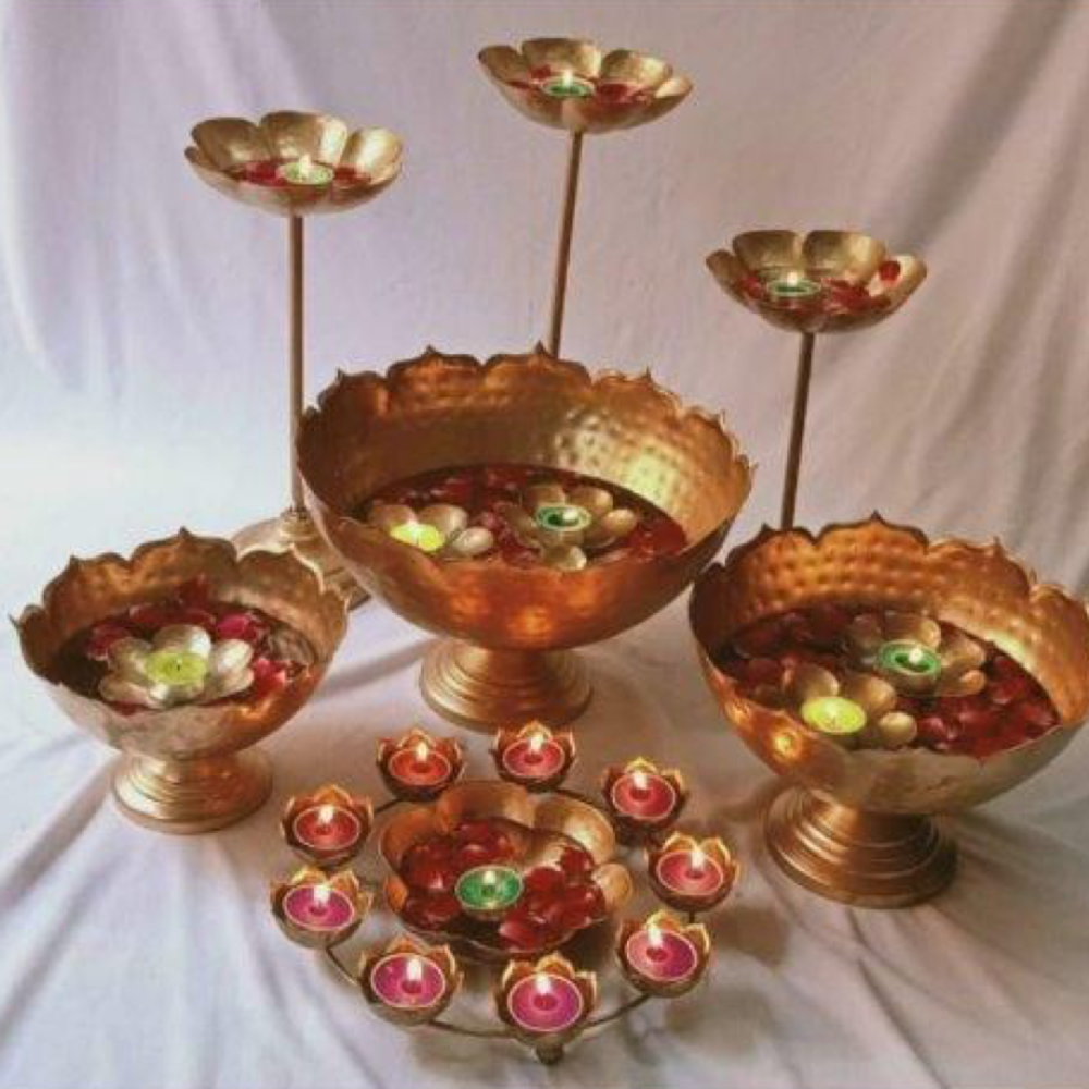 10 piece taj urli set with rangoli