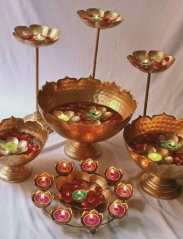 10 piece taj urli set with rangoli
