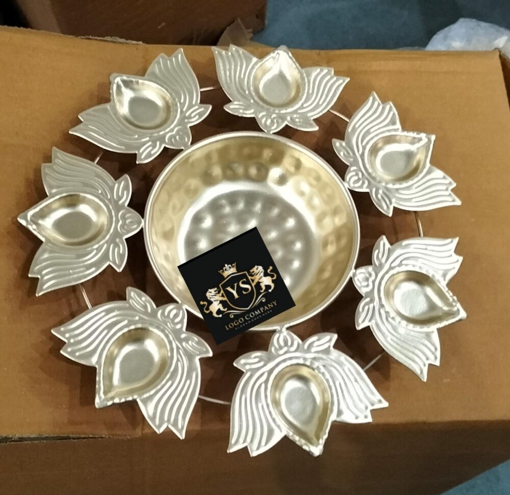 Small Metal Lotus bowl urli set of 10 - Image 2