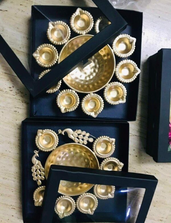 Metal  Urli with Black boxes set of 10- 12 inch