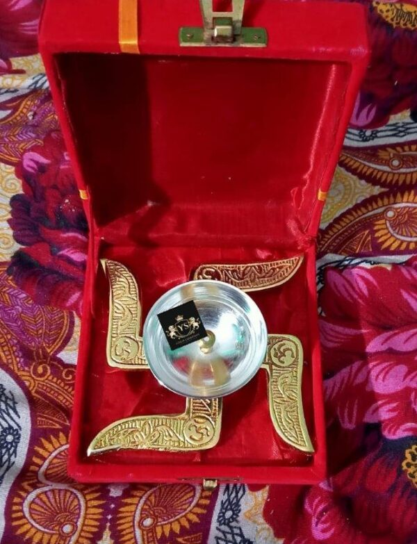 Gold and silver plated swastik diya set of 10