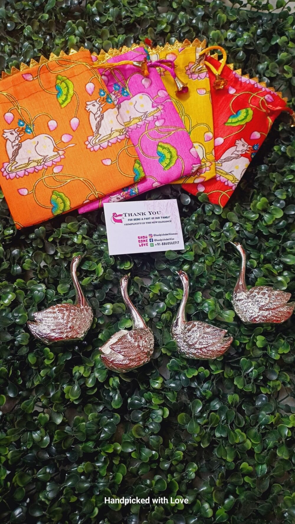 German Silver Swan with Potli bag (Set of 10) - Image 3