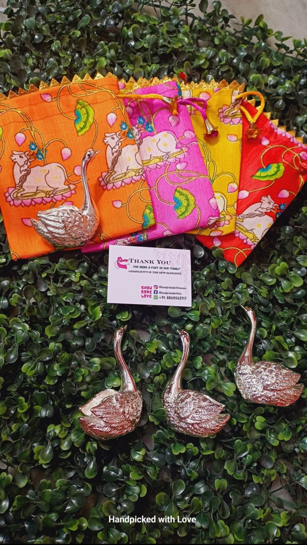 German Silver Swan with Potli bag (Set of 10) - Image 2