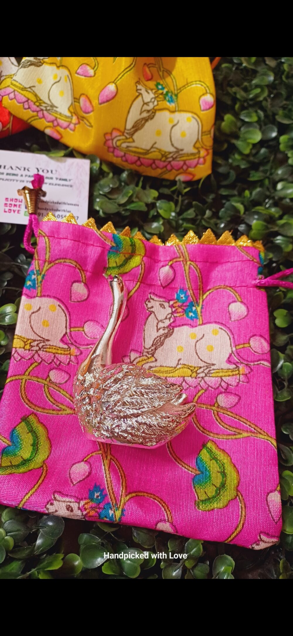 German Silver Swan with Potli bag (Set of 10) - Image 4